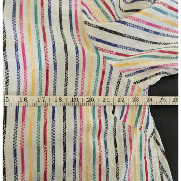 Ali Miles Size XL Striped Button Front Wired Collar Roll Tab Tunic Top - Picture 7 of 8
